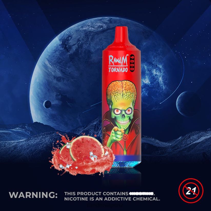 RandM Online Shop - RandM Tornado 9000 Vape Pod Device 1Pc Version 2 Watermelon Brazz Ice 60664B147
