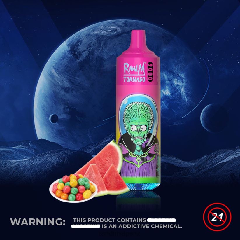 RandM Tornado Store - RandM Tornado 9000 Vape Pod Device 1Pc Version 1 Watermelon Bubble Gum 60664B130