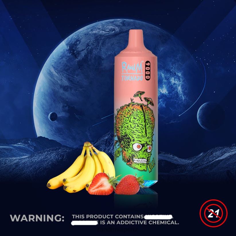 RandM Vape New Zealand - RandM Tornado 9000 Vape Pod Device 1Pc Version 1 Strawberry Banana 60664B134