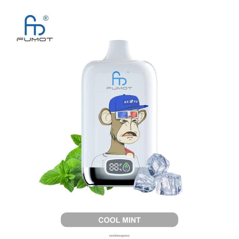 R And M Vape NZ - Fumot Original RandM Digital Box 12000 Battery And Liquid Display Vape Device Cool Mint 60664B1
