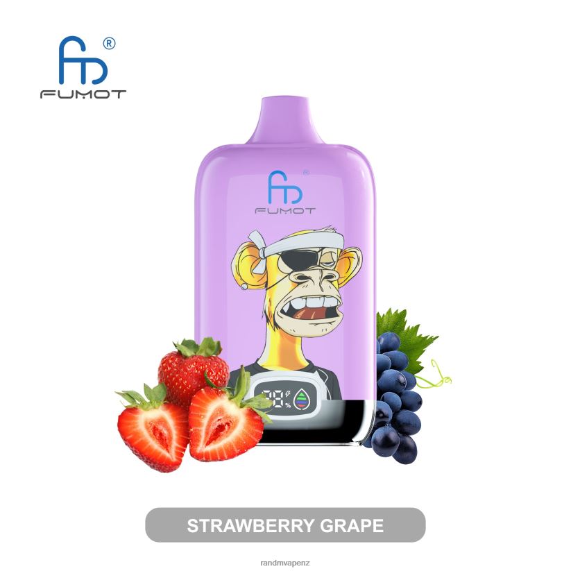 RandM Flavors - Fumot Original RandM Digital Box 12000 Battery And Liquid Display Vape Device Strawberry Grape 60664B15