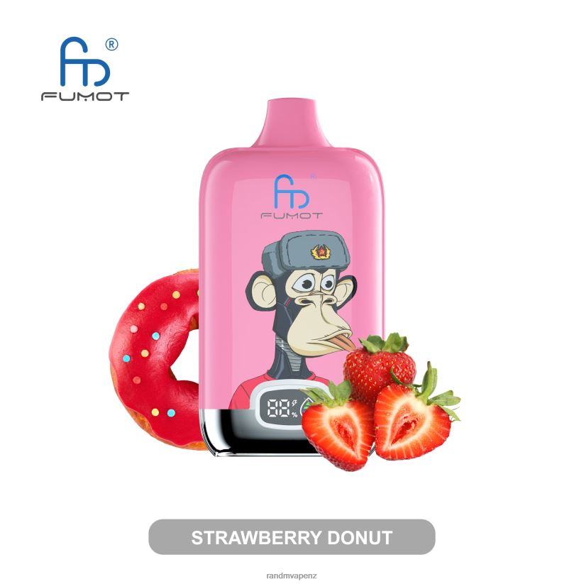 RandM Vape New Zealand - Fumot Original RandM Digital Box 12000 Battery And Liquid Display Vape Device Strawberry Donut 60664B14