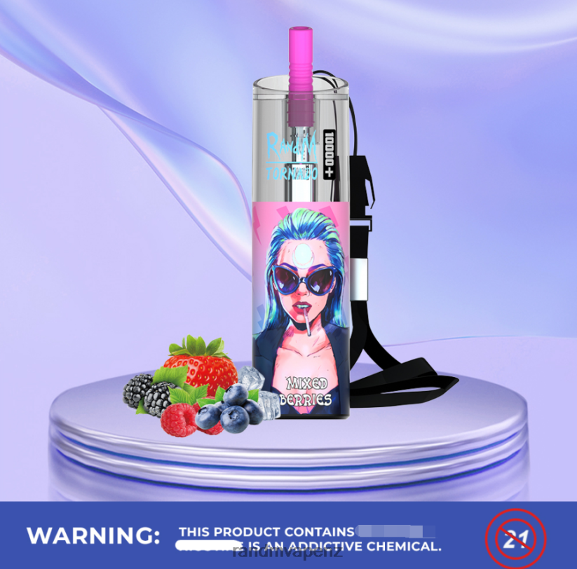 R And M Vape NZ - RandM Tornado 10000 Plus Airflow Control Vape Device 1Pc Strawberry Kiwi 60664B81