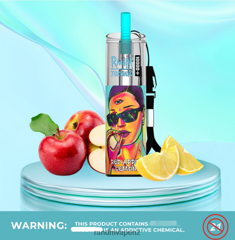 RandM Tornado Store - RandM Tornado 10000 Plus Airflow Control Vape Device 1Pc Red Apple Lemon 60664B80