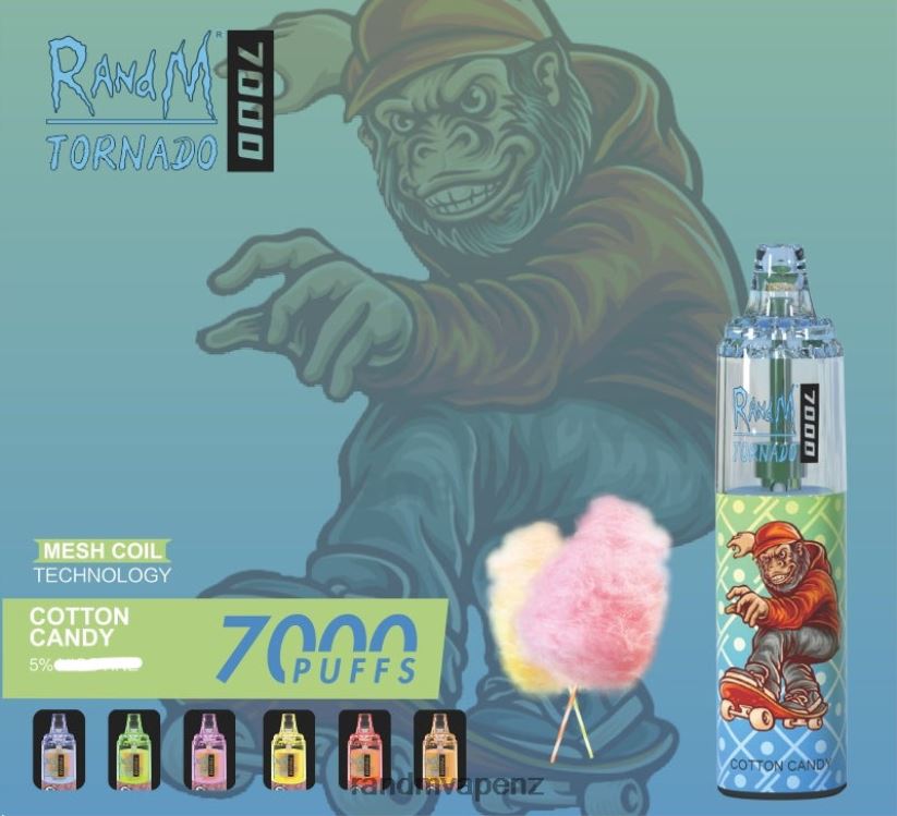 R And M Vape NZ - RandM Tornado 7000 Airflow Control Vape Device 1Pc Cotton Candy 60664B181