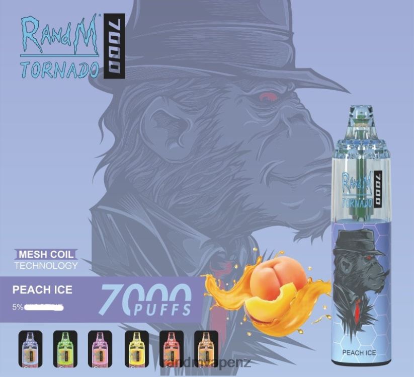 R And M Vape NZ - RandM Tornado 7000 Airflow Control Vape Device 1Pc Peach Ice 60664B171