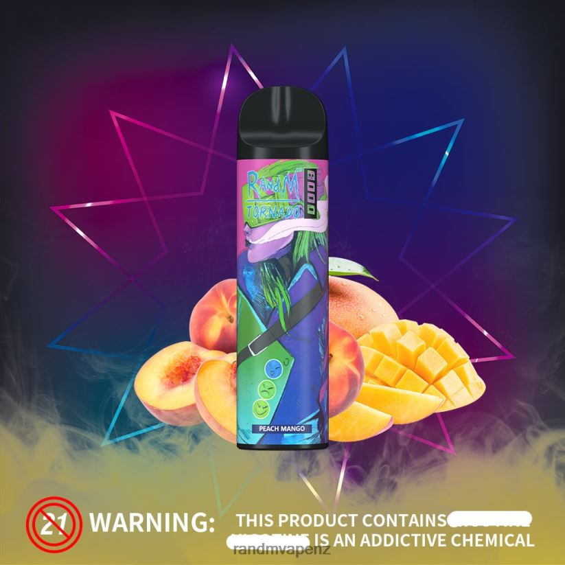 R And M Vape NZ - RandM Tornado 8000 Airflow Control Vape Device 1Pc Peach Mango 60664B251