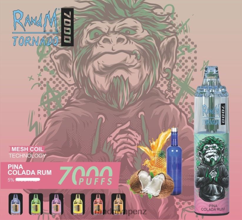 RandM Flavors - RandM Tornado 7000 Airflow Control Vape Device 1Pc Pina Colada Rum 60664B175