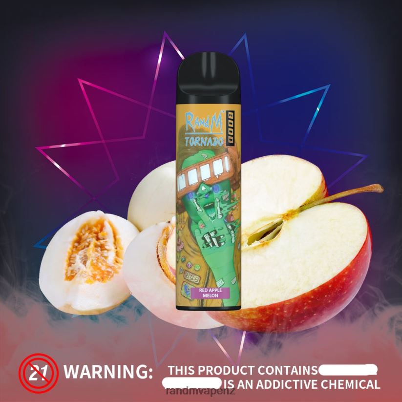 RandM Flavors - RandM Tornado 8000 Airflow Control Vape Device 1Pc Red Apple Melon 60664B245