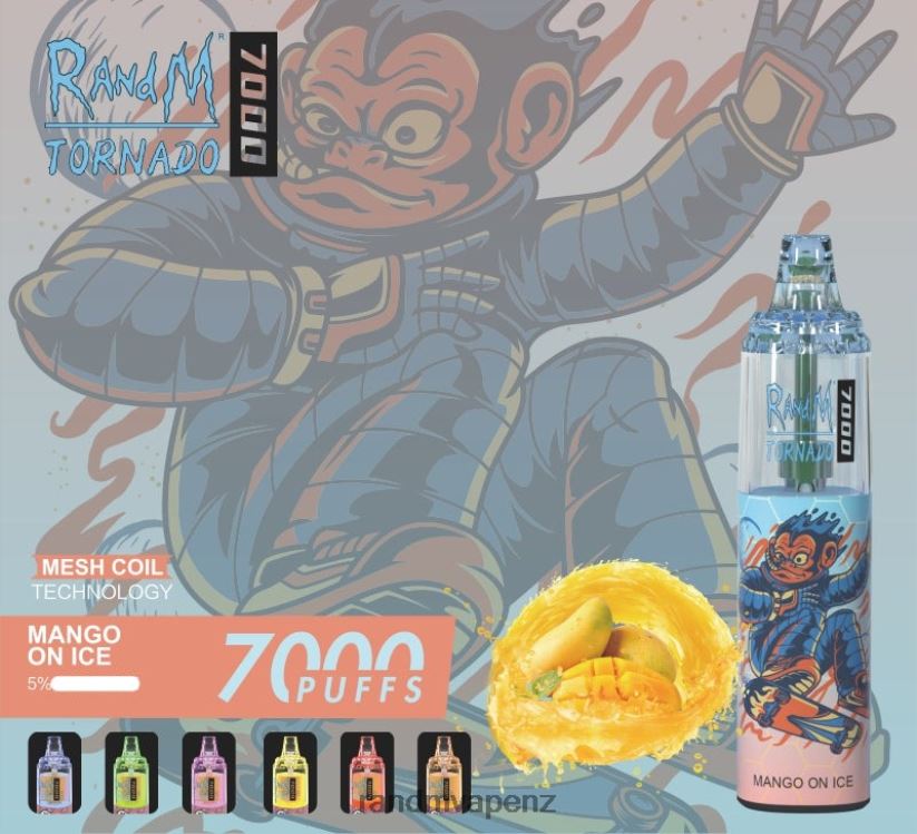 RandM Tornado Store - RandM Tornado 7000 Airflow Control Vape Device 1Pc Mango On Ice 60664B170