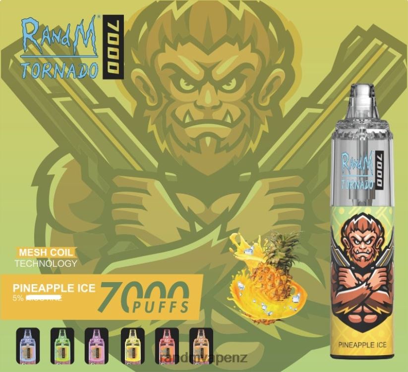 RandM Tornado Store - RandM Tornado 7000 Airflow Control Vape Device 1Pc Pineapple Ice 60664B180