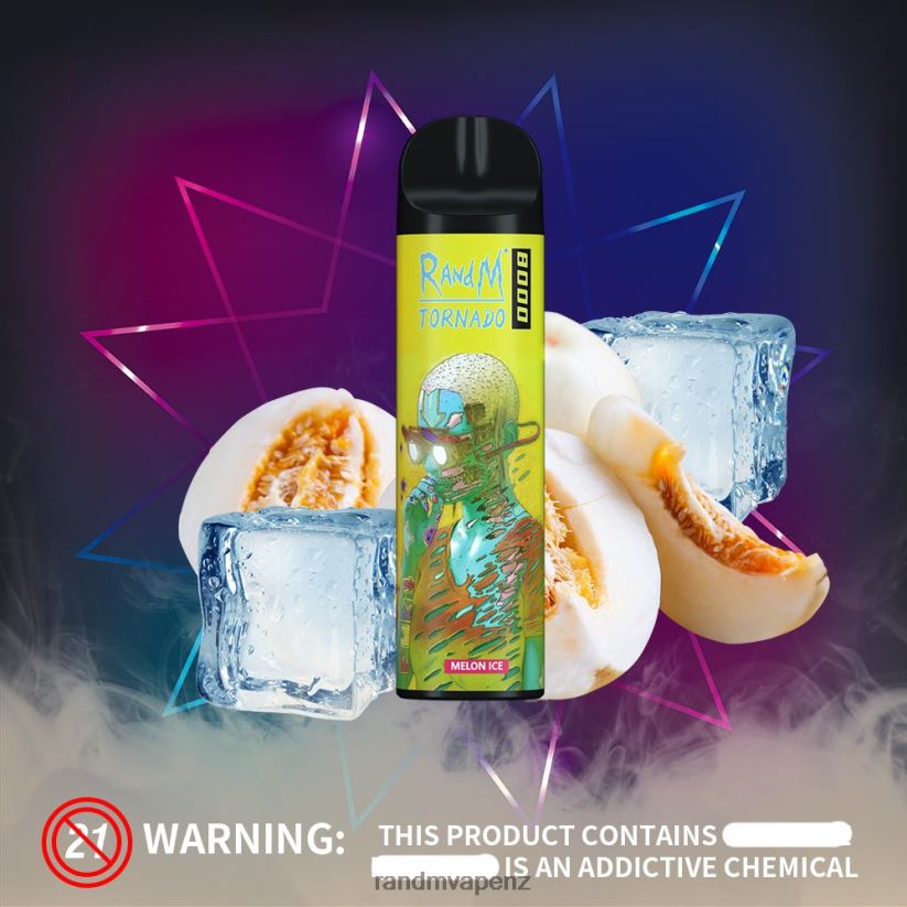 RandM Vape New Zealand - RandM Tornado 8000 Airflow Control Vape Device 1Pc Melon Ice 60664B244