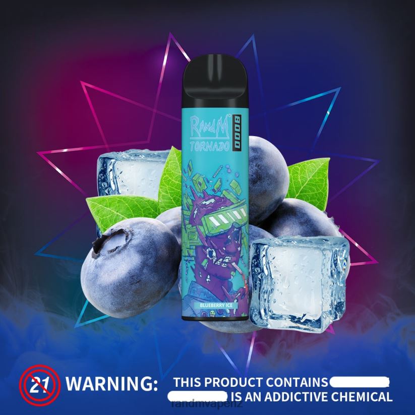 RandM Vape Online - RandM Tornado 8000 Airflow Control Vape Device 1Pc Blueberry Ice 60664B248
