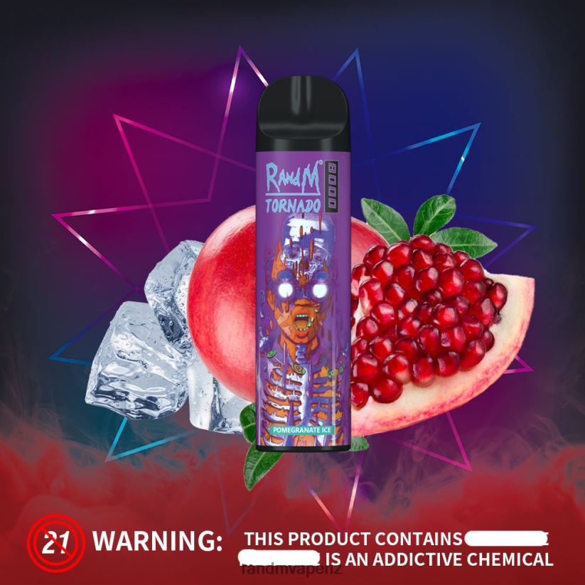 RandM Vape Sale - RandM Tornado 8000 Airflow Control Vape Device 1Pc Pomegranate Ice 60664B246