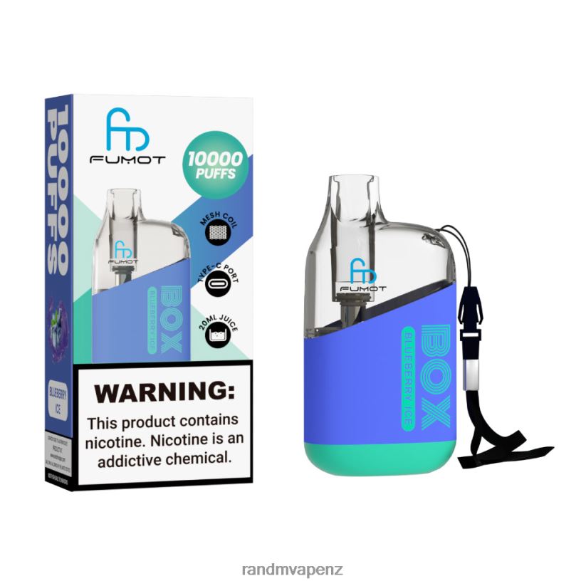 R And M Vape NZ - Fumot Original RandM Tornado Box 10000 Airflow Control Vape Device 1Pc Blueberry Ice 60664B91