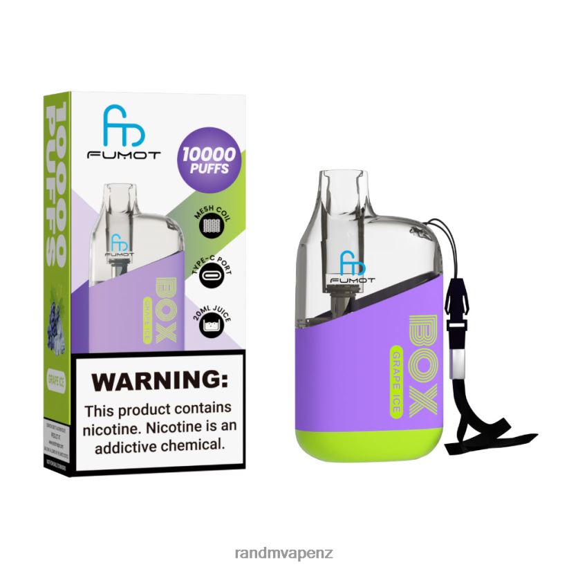 RandM Vape Store - Fumot Original RandM Tornado Box 10000 Airflow Control Vape Device 1Pc Grape Ice 60664B89