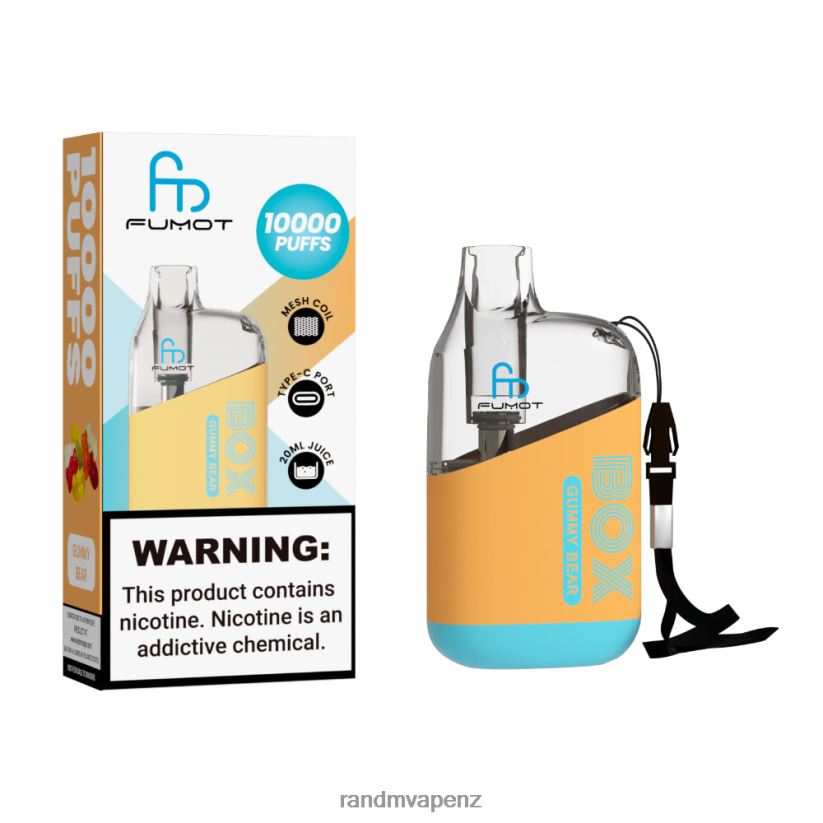 RandM Vape Wellington - Fumot Original RandM Tornado Box 10000 Airflow Control Vape Device 1Pc Gummy Bear 60664B92
